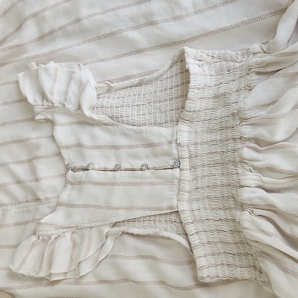 Free People Chambray Butterflies Midi Dress in Ivory Stripped XS - Picture 11 of 14